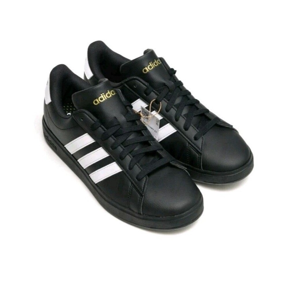 adidas Grand Court 2.0 Men’s Low Top Leather Sneakers Black/White JR0546 Sz 12